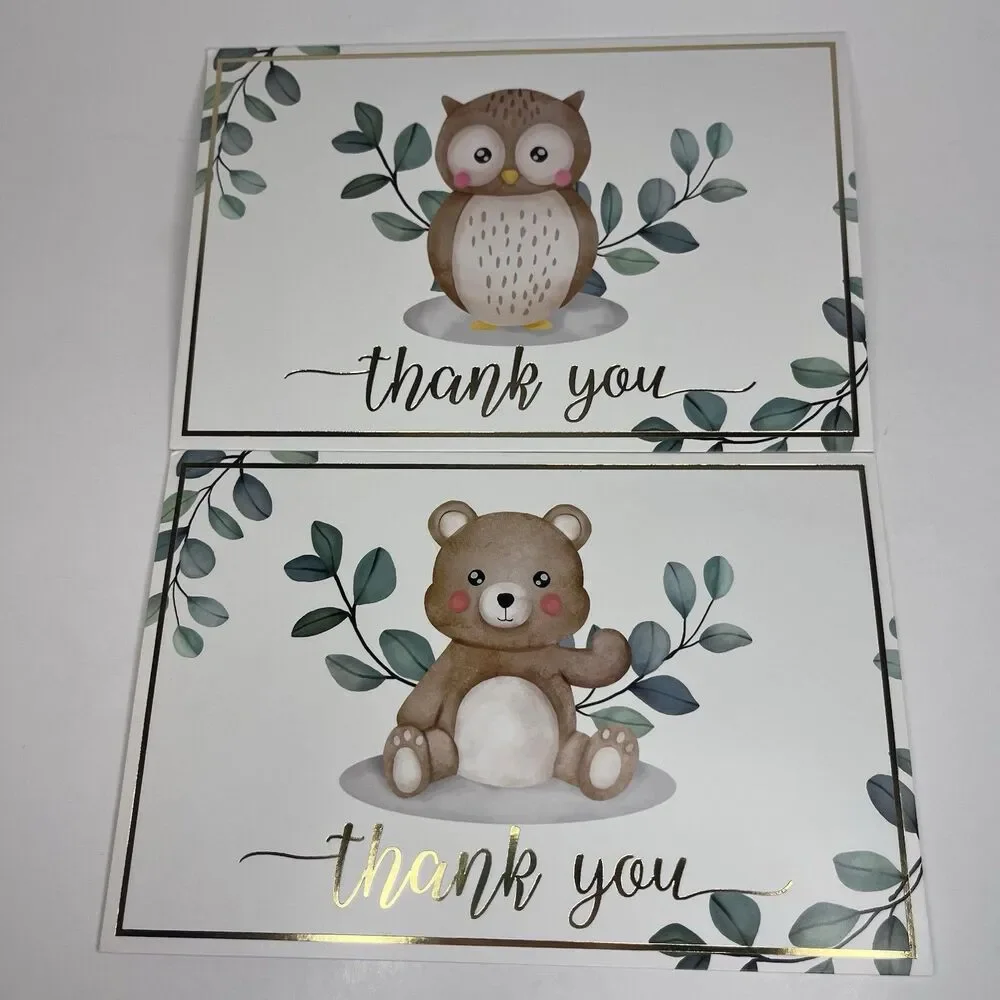 Woodland Gold Foil Thank You Cards, 6 Designs / 36 Count - New Open Box